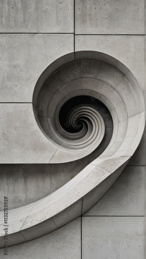 Fototapeta premium A captivating image of a modern building with an abstract concrete facade featuring a mesmerizing spiral design. Perfect for architecture and design inspiration.