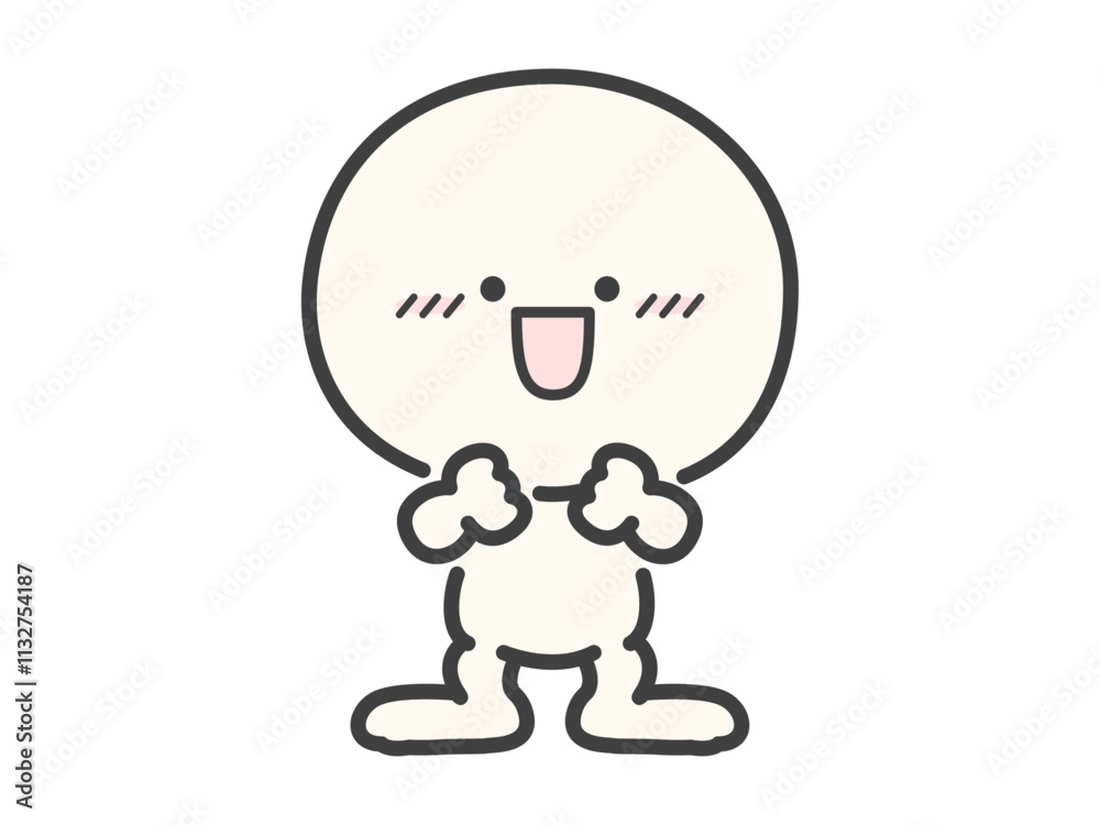 Fototapeta premium 嬉しさや喜びやワクワクの表情のかわいい人物のベクターイラスト素材01