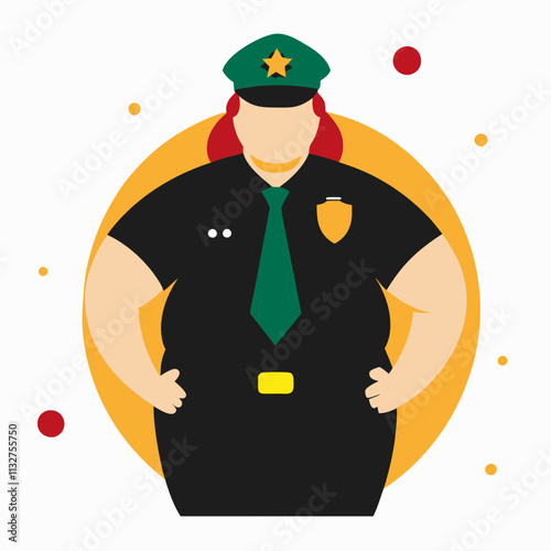 Female police officer. Vector colorful illustration in flat style
