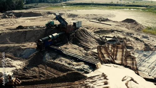 gold mining in quarry, earth washing