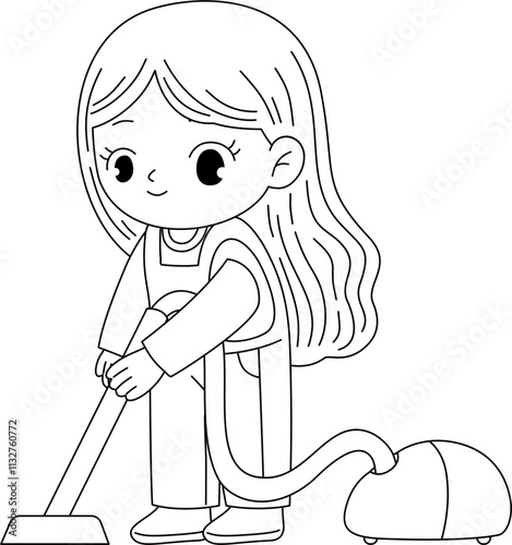 cute cleaning service outline printable coloring page