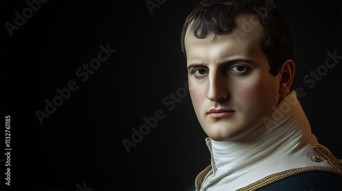 Napoleon Bonaparte detailed color portrait, face reconstituted from “Napoleon in His Study.”
