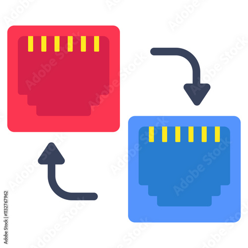 Perfect design icon of Ethernet port transfer