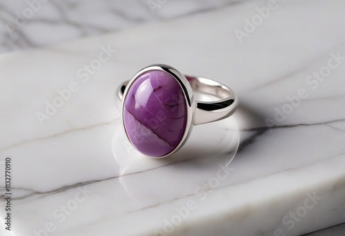 Violet Phosphosiderite Silver Ring in the Spotlight photo