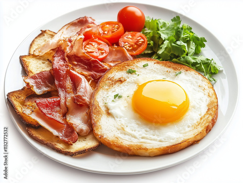 Breakfast illustration with fried eggs and bacon