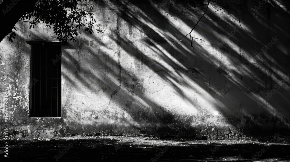 Fototapeta premium Weathered Wall Shadows and Window Light Play