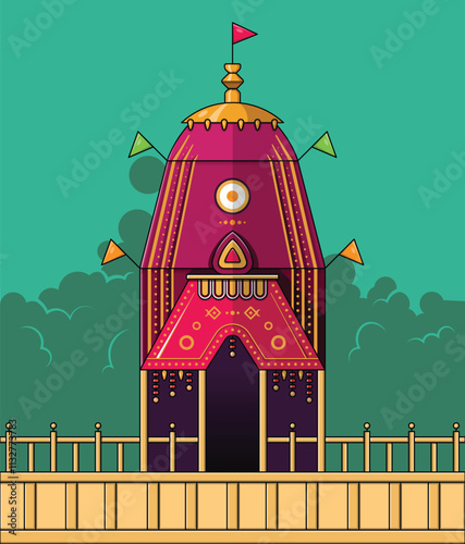 Jagannath rath isolated on green sky background vector image.