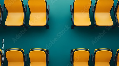 Aerial View of Empty Yellow School Chairs