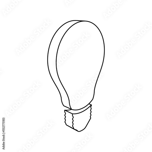 The outline of a large lamp symbol is made with black lines. 3D view of the object in perspective. Vector illustration on white background