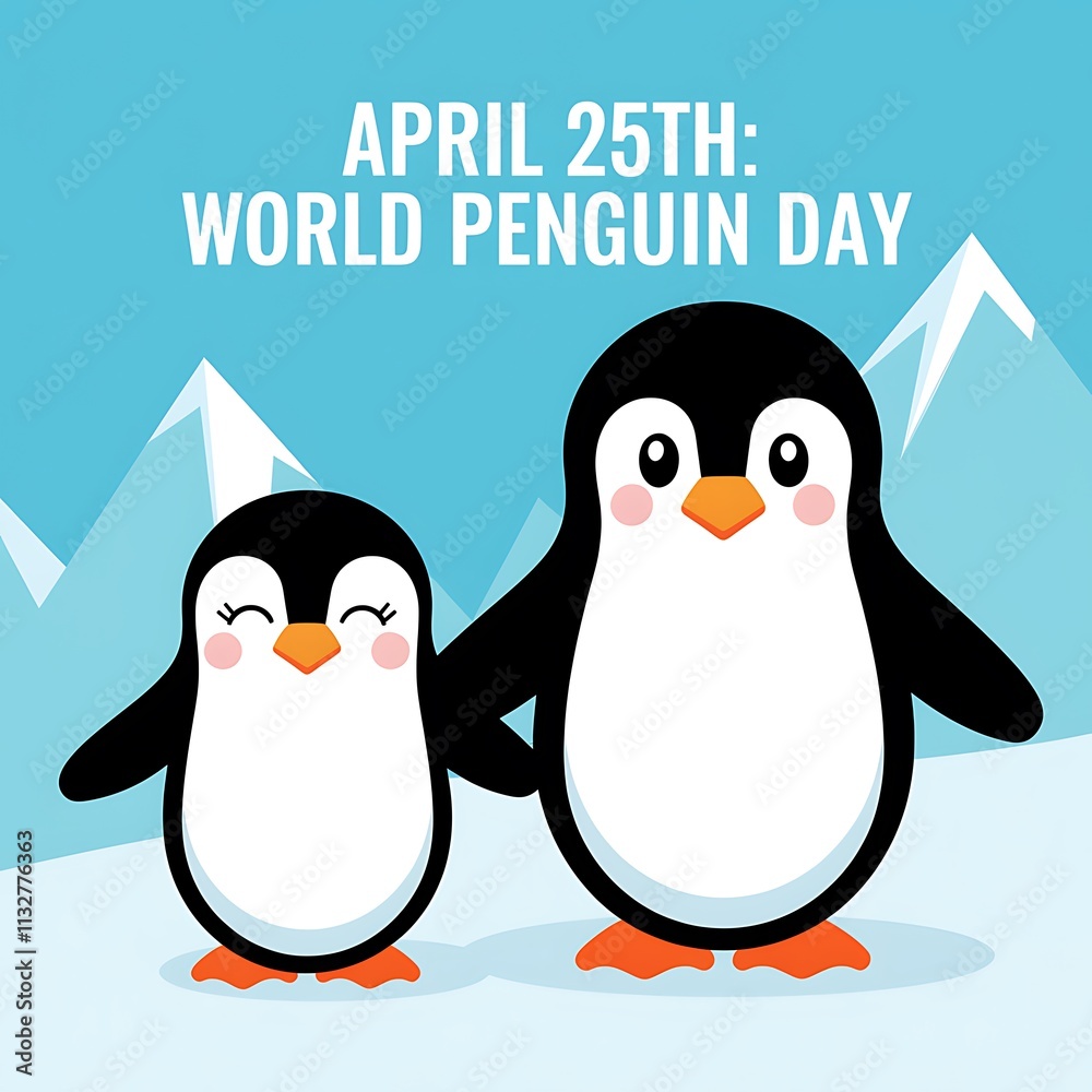 Naklejka premium Happy Penguins Celebrate World Penguin Day