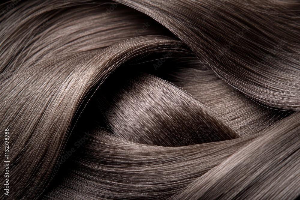 Fototapeta premium Smooth and Shiny Brown Hair Texture with Elegant Waves and Strands