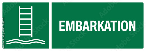 ISO emergency and first aid safety signs uppercase text_embarkation_landscape size 1/2 a4,a3,a2,a1