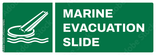 ISO emergency and first aid safety signs uppercase text_marine evacuation slide_landscape size 1/2 a4,a3,a2,a1