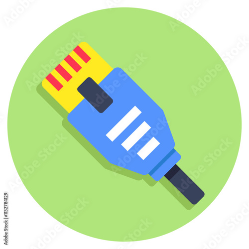 A colored design icon of Ethernet port