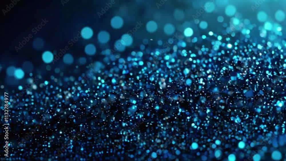 Banner dark blue bokeh particles glitter awards dust gradient abstract background. Futuristic glittering in space on blue background, 4k High-Quality Wallpaper Background Animation Video