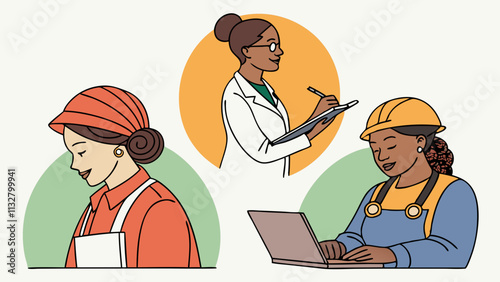 Woman portraits of different jobs, professions, occupations. Female workers, employees set. 