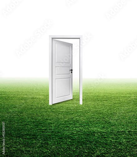 Eine Weiße Tür auf Wiese