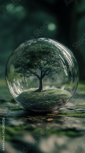 Wallpaper Mural Glass ball with tree encased inside vibrant nature picture Torontodigital.ca