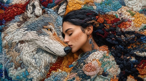 Whispers of Wisdom: A tapestry of friendship between human and wolf.