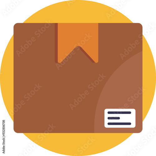 A simple depiction of a closed box with a visible sealing tape running across the top, symbolizing securely packed items for transport or storage.
