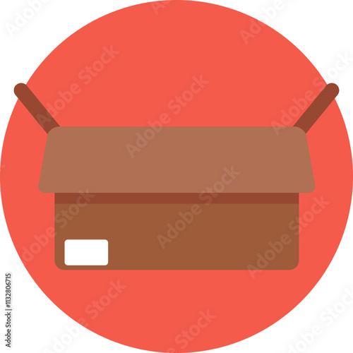 Simple and clean illustration of an open box, typically used to represent the act of unpacking, shipping, or receiving goods. 