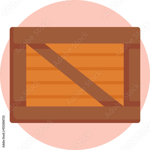 A simple, rectangular wooden crate with visible slats and a rustic design.
