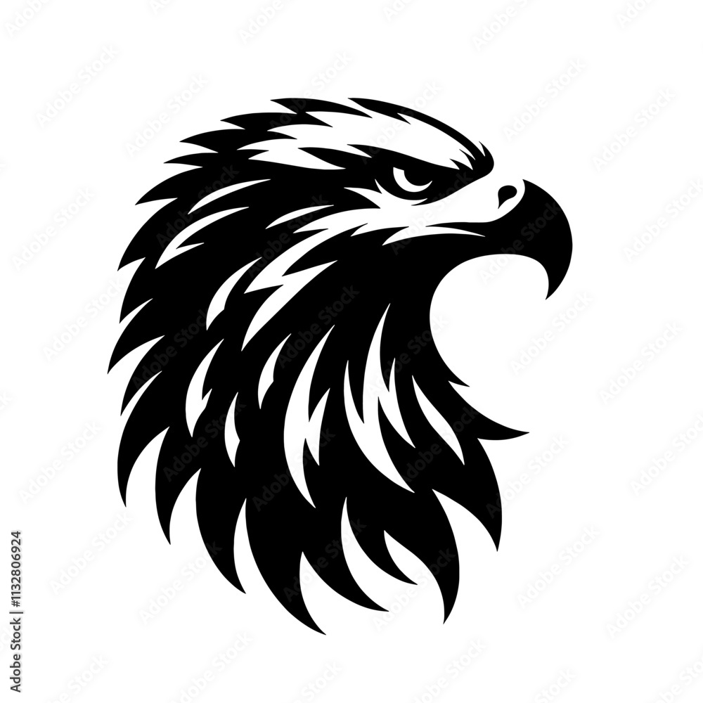 Obraz premium Black and white eagle head illustration.