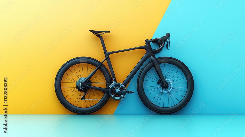 Fototapeta premium Sleek Modern Bicycle Against Bright Colorful Background