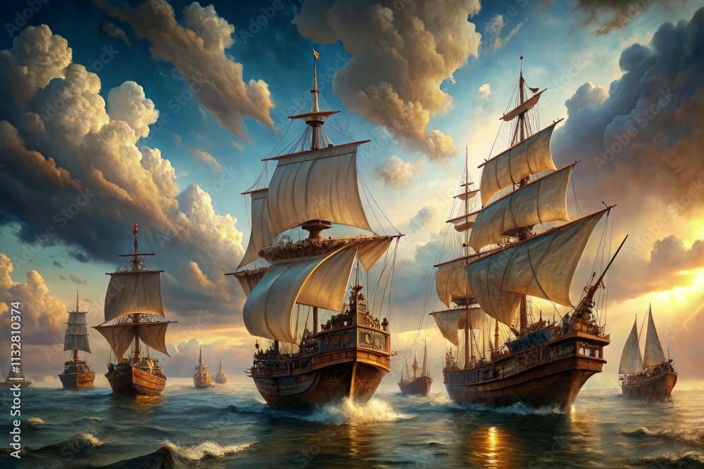 Obraz premium pirate ship in front of a galactic sky