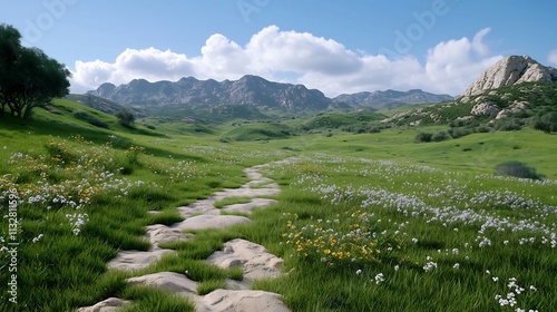 Captivating Landscape Transition From Desert to Lush Green Oasis Showcasing Environmental Conservation