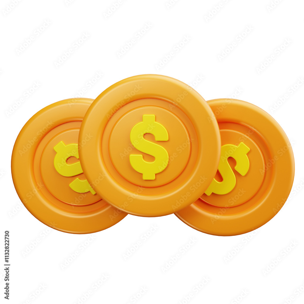 Obraz premium Dollar Circle 3d Render Icons