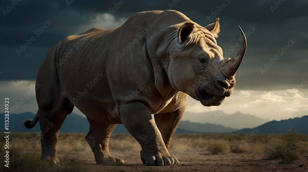 Obraz premium rhino at sunset