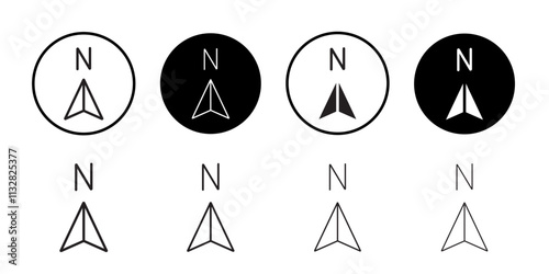 North icon Flat line illustration
