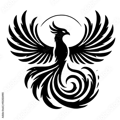 Black phoenix bird design.