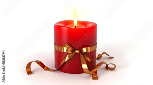 Red Candle Topped with Candy Cane Decoration

