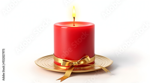 Red Candle with Elegant Ribbon Detail
