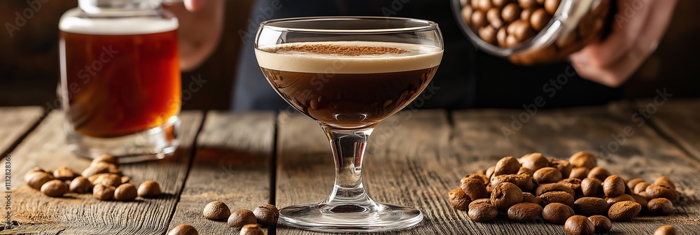 Fototapeta premium A stunning coffee cocktail served in a stylish glass.