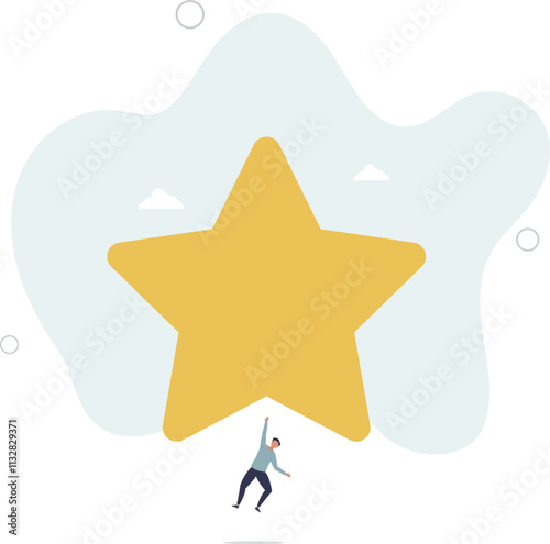 Satisfied man user and follower with positive feedback. Social media web concept.flat characters.
