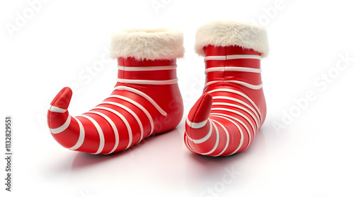 Striped Red Christmas Socks with White Cuffs
