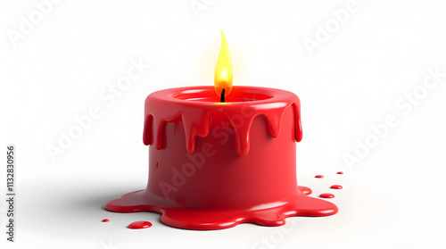 Melted Red Candle with Glowing Light
