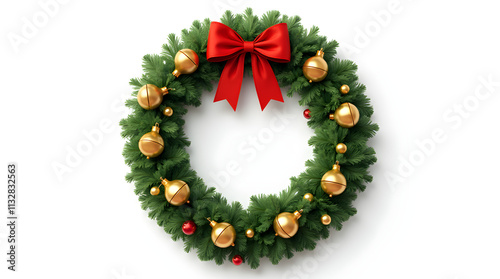 Christmas Wreath Tied with a Beautiful Bow
