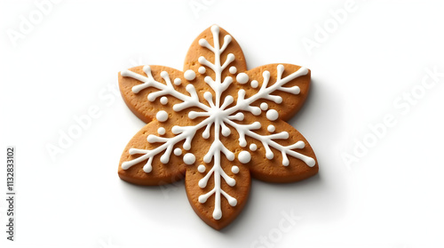 Snowflake-Shaped Cookie with Frosting and Details
