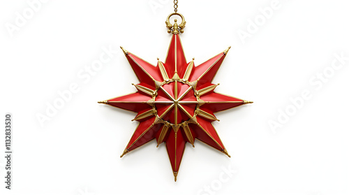 Decorative Red Star Ornament with Glittering Finish
