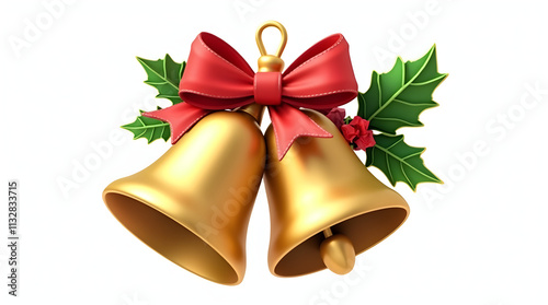Golden Bell Decorated with Holly Leaves
