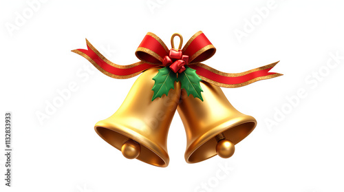 Golden Bell with Festive Red Bow
