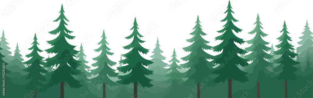 Obraz premium Pine trees forest color vector isolated on white. Ai generated