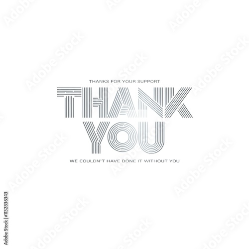 Classic Thank You Greeting in Black Text on White Background