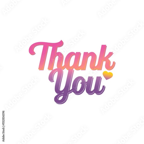 Thank You Text in Stylish Font Isolated on White Background