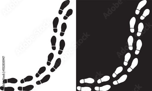 Footprint step path. Vector illustration. isolated on white and black background. EPS 10