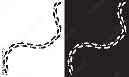 Footprint step path. Vector illustration. isolated on white and black background. EPS 10 photo